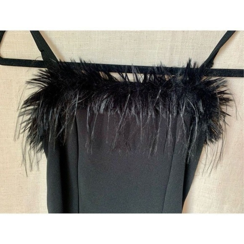 New Almost Famous Womens Feather Trim‎ Mini Dress Size S Black Party Y2K Glam - Picture 12 of 16